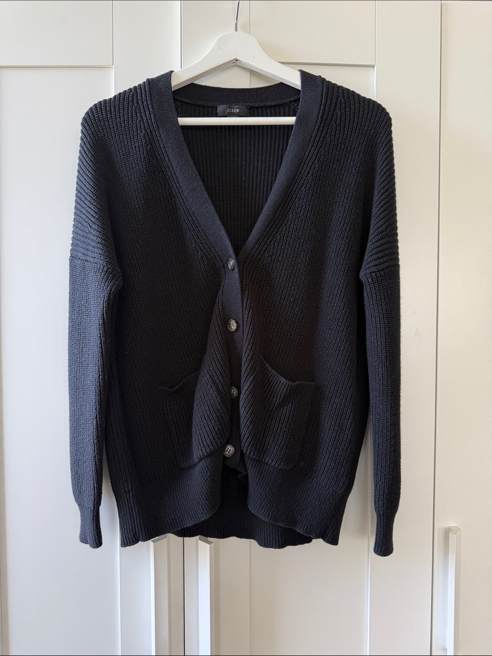 J. Crew Black Ribbed Cotton Cashmere Cardigan- XS